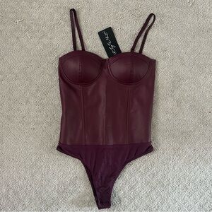 New With Tags Medium Faux Leather Bodysuit